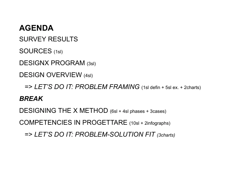 Slide agenda — Competenze e strumenti del facilitatore